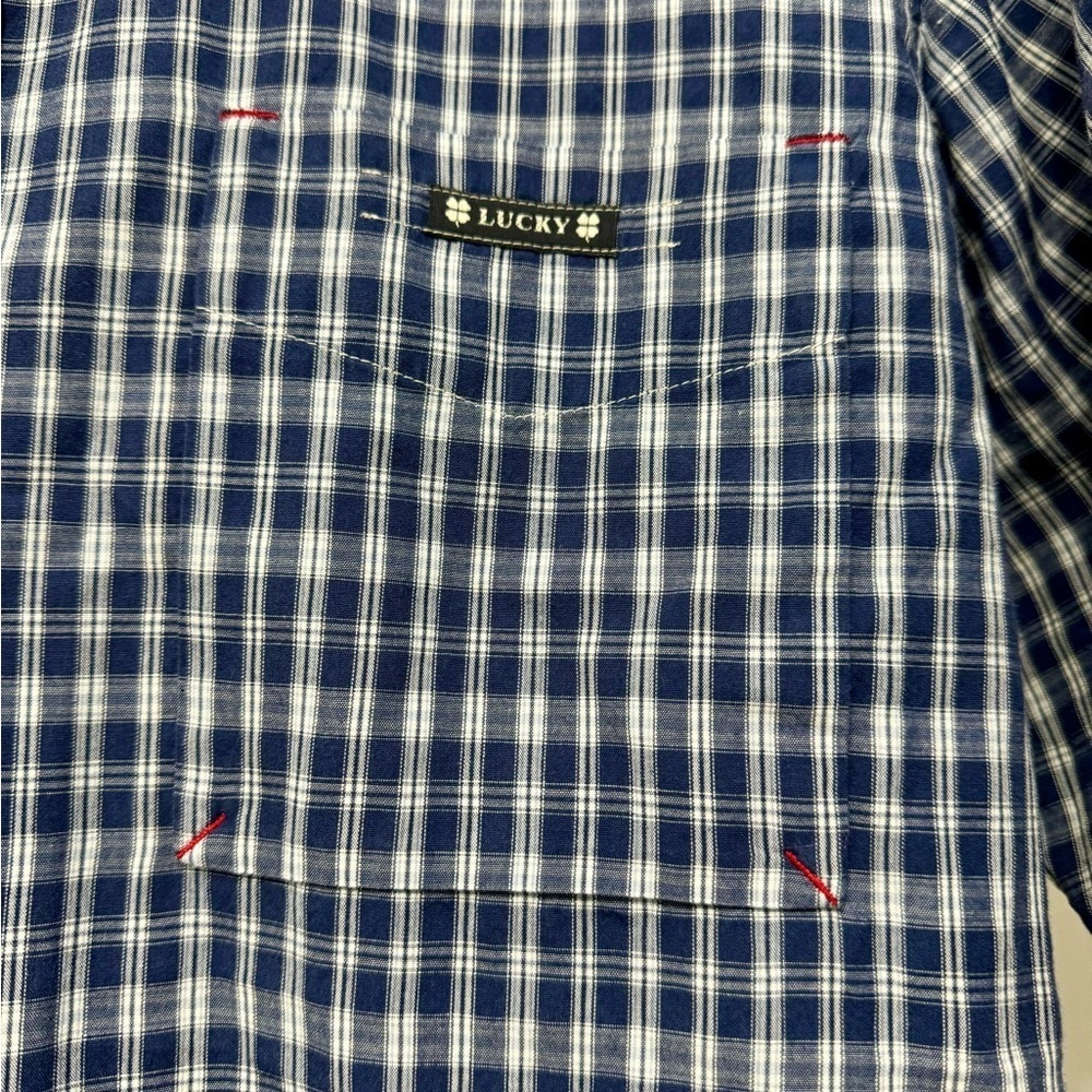 Lucky Brand striped short sleeve button down Dungarees America Size Medium - Picture 4 of 4
